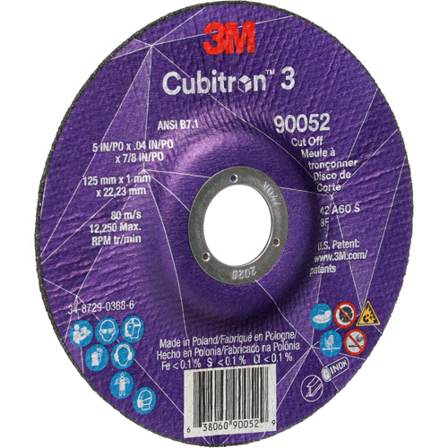 Meule &agrave; tronçonner Cubitron 3, 5" x 0,04", Arbre de 7/8", Type 27, C&eacute;ramique, 60 Tr/min Industrial Sales