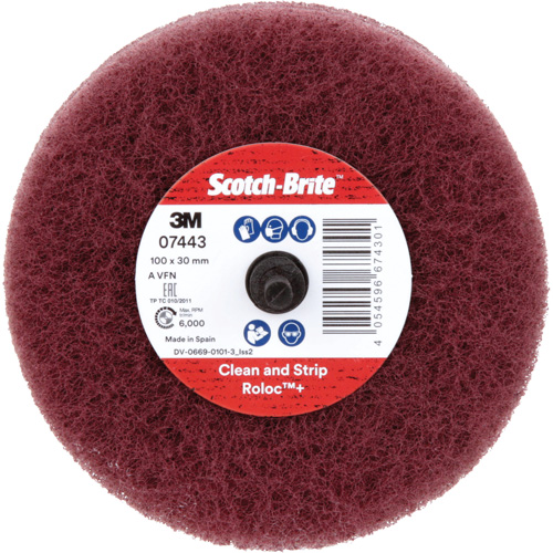 Roue de ponçage &agrave; usage g&eacute;n&eacute;ral Scotch-Brite Roloc Plus, 4" dia. Industrial Sales