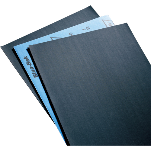 Papier abrasif en feuilles de papier - Feuilles de 9" x 11" &agrave; l'&eacute;preuve de l'eau Blue-Bak T414, 9" x 11", Grain 220, Carbure de silicium Industrial Sales