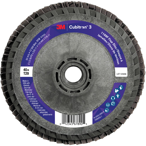 Disque &agrave; lamelles conique 1169F Cubitron 3 &agrave; changement rapide, 4-1/2" x 5/8"-11, Type T29, Grain 40+, C&eacute;ramique Industrial Sales