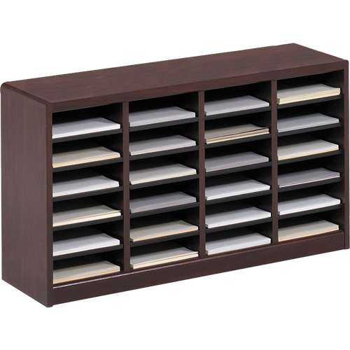 E-Z Stor&reg; Literature Organizer, Stationary, 24 Slots, Wood, 40" W x 11-3/4" D x 23" H Industrial Sales
