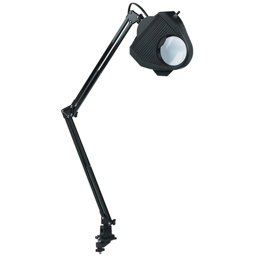 Lampe de travail avec loupe, 60 W, Fluorescent/Incandescente/DEL, Pince, Col 40", Noir Industrial Sales