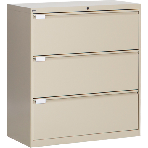 Lateral Filing Cabinet, Steel, 3 Drawers, 36" W x 18" D x 40-1/16" H, Beige Industrial Sales