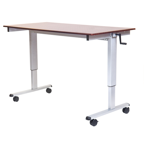 Postes de travail ajustables pour travail assis et debout , , 48-1/2" h x 48" la x 32-1/2" p, Noyer Industrial Sales