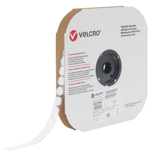 Attache Velcoin, Boucle, 3/4" dia., Adh&eacute;sif, Blanc Industrial Sales