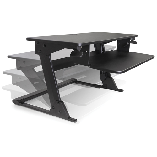 Poste de travail assis-debout Goya, Mod&egrave;le de bureau, 21" h x 35-2/5" la x 24" p, Noir Industrial Sales