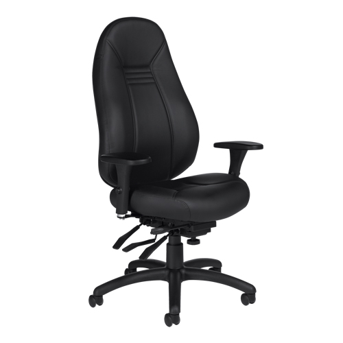 Chaise confortable &agrave; dos &eacute;lev&eacute;, Cuir, Noir, Capacit&eacute; 300 lb Industrial Sales