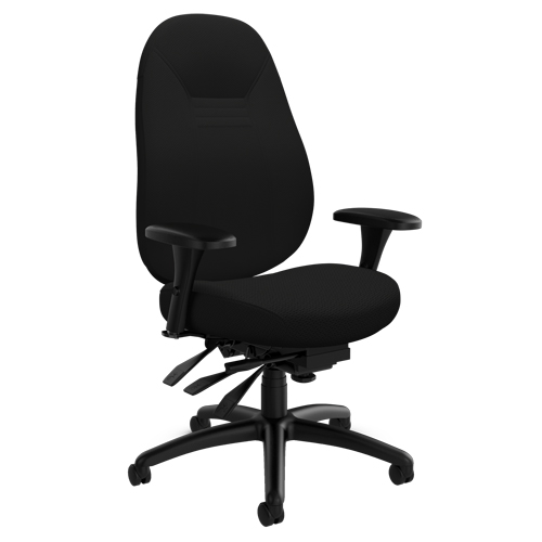 Medium Back Comfort Chair, Polyester, Black, 300 lbs. Capacity Industrial Sales