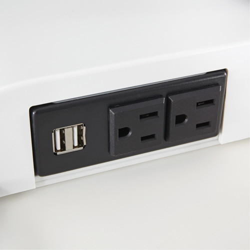 Soar Sit/Stand Electric Desk with Dual Monitor Arm, Desktop Unit, 37-1/4" H x 27-3/4" W x 22" D, White Industrial Sales