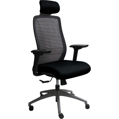 Chaise de bureau ajustable s&eacute;rie Era avec appui-t&ecirc;te, Tissu/Mailles, Noir, Capacit&eacute; 275 lb Industrial Sales