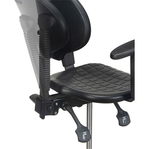 Tabouret ergonomique robuste avec accoudoirs r&eacute;glables et roulettes en nylon, Mobile, Ajustable Hauteur, Capacit&eacute; 250 lb Industrial Sales