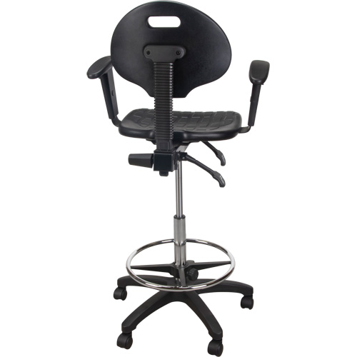Tabouret ergonomique robuste avec accoudoirs r&eacute;glables et roulettes en nylon, Mobile, Ajustable Hauteur, Capacit&eacute; 250 lb Industrial Sales