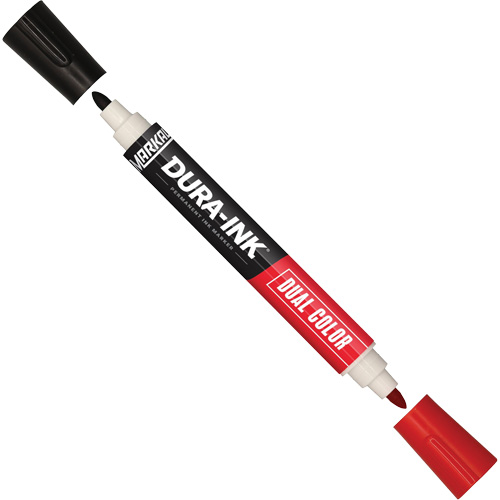 Marqueur &agrave; encre permanente et double couleur Markal Dura-Ink, Noir/Rouge, Pointe Ronde Industrial Sales