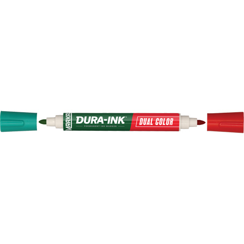 Markal&reg; Dura-Ink&reg; Dual Colour Permanent Ink Marker, Green/Red, Bullet Tip Industrial Sales
