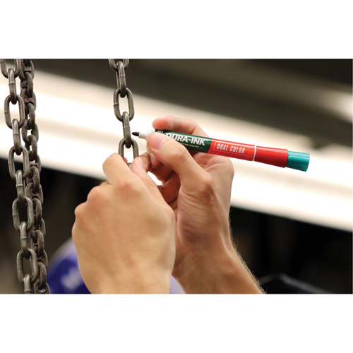 Markal&reg; Dura-Ink&reg; Dual Colour Permanent Ink Marker, Green/Red, Bullet Tip Industrial Sales