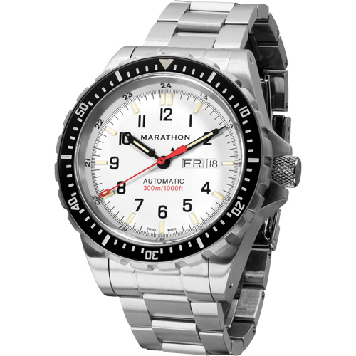 Tr&egrave;s grande montre automatique &eacute;dition arctique avec jour/date avec bracelet en acier inoxydable, Num&eacute;rique, &agrave; piles, 46 mm, Argent Industrial Sales