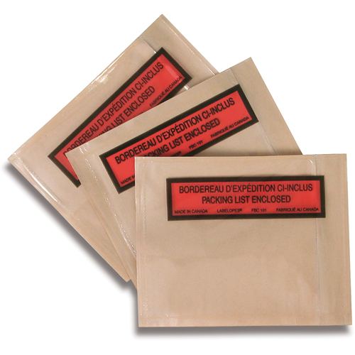 Pochettes pour bordereau d'exp&eacute;dition, 5-1/2" lo x 4-1/2" la Industrial Sales