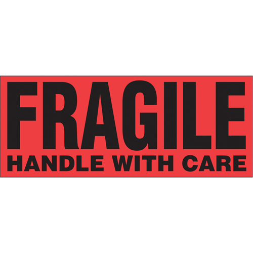 &eacute;tiquettes pour traitement sp&eacute;cial Fragile Handle with Care, 5" lo x 2" la, Noir/rouge Industrial Sales