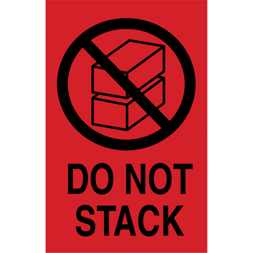 &eacute;tiquettes  Do Not Stack  pour envoi international, 6" lo x 4" la, Noir/rouge Industrial Sales
