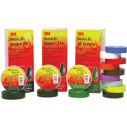 Rubans Super 33+ Scotch, 19 mm (3/4") x 20,1 m (66'), Noir, 7 mils Industrial Sales