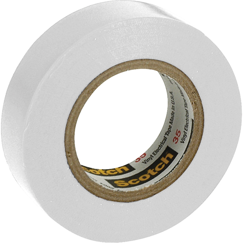 Rubans en vinyle pour codage en couleurs 35 Scotch, 12,7 mm (1/2") x 6,1 m (20'), Blanc, 7 mils Industrial Sales