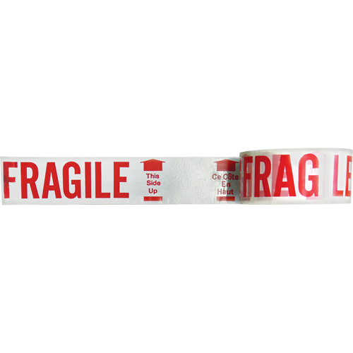 Ruban imprim&eacute; bilingue – Fragile ce c&ocirc;t&eacute; en haut, Rouge/blanc Industrial Sales