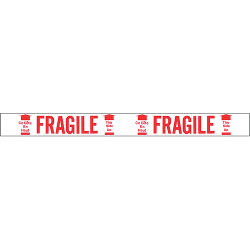 Ruban imprim&eacute; bilingue – Fragile ce c&ocirc;t&eacute; en haut, Rouge/blanc Industrial Sales