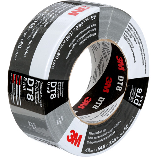 DT8 All-Purpose Duct Tape, 8 mils, Silver, 48 mm (2") x 55 m (180') Industrial Sales