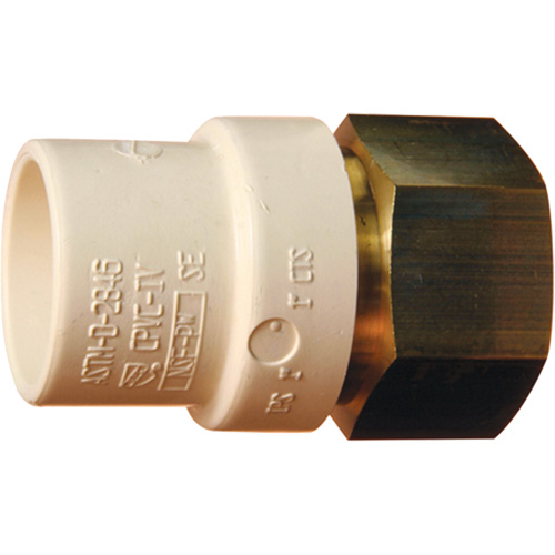 Adaptateur de tuyau filet&eacute;, Noeud x FPT, 1-1/4" dia., Laiton/PVC-C Industrial Sales