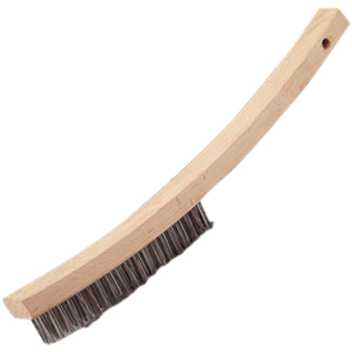Brosse &agrave; main &agrave; r&eacute;curer &agrave; manche courb&eacute;, Acier inoxydable, 4 x 20 rangs de fils, Longueur 17" Industrial Sales