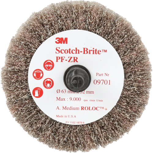 Brosse &agrave; lamelles pour labrasion et le polissage PF-ZR Roloc Scotch-Brite, Oxyde d'aluminium, Grain Moyen, 2-1/2" x 1-1/4" Industrial Sales
