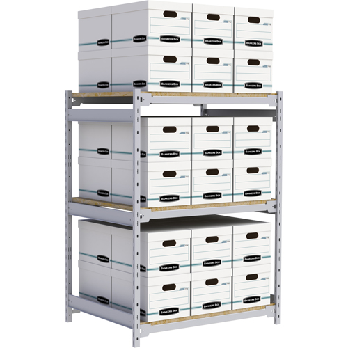 Wide Span Record Storage Shelving, Steel, 3 Shelves, 42" W x 32" D x 60" H Industrial Sales
