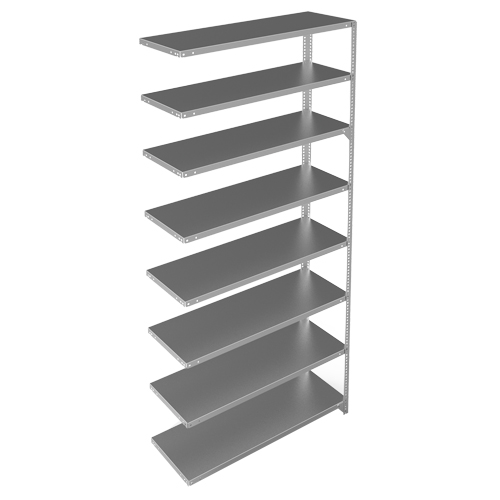 Shelving Unit, Galvanized Steel, Slotted Angle, Add-On, 48" W x 96" H x 15" D Industrial Sales