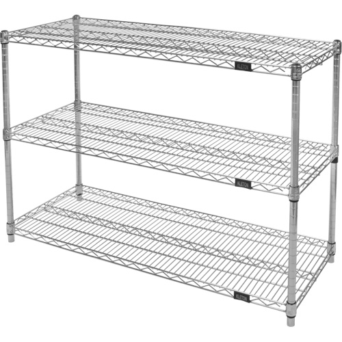 Heavy-Duty Chromate Wire Shelving, 3 Tiers, 36" W x 33" H x 24" D Industrial Sales