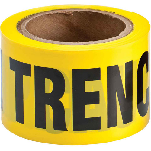 Barricade Tape, English, 3" W x 200' L, 3 mils, Black on Yellow Industrial Sales