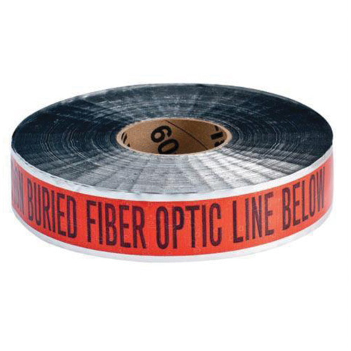 Ruban d'avertissement de danger souterrain Fiber Optic Line Identoline, 2" la x 1000' lo, Noir/orange Industrial Sales