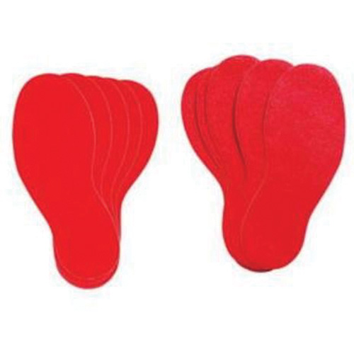 &eacute;tiquettes pour marquage des planchers, Empreinte de pas, 12" lo x 3,75" la, Rouge, Vinyle Industrial Sales