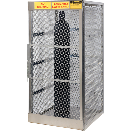 Aluminum LPG Cylinder Locker Storage, 10 Cylinder Capacity, 30" W x 32" D x 65" H, Silver Industrial Sales