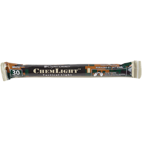 B&acirc;tons de s&eacute;curit&eacute; luminescents Cyalume 6", Blanc, Dur&eacute;e 30 min Industrial Sales