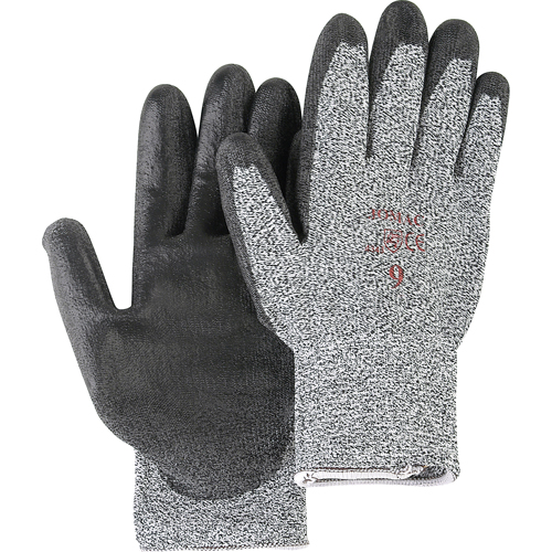 Gants de tricot poivre & sel avec rev&ecirc;tement de paume noir, Taille Petit/7, Rev&ecirc;tement Polyur&eacute;thane, Enveloppe en PEHP, ANSI/ISEA 105 niveau 2 Industrial Sales