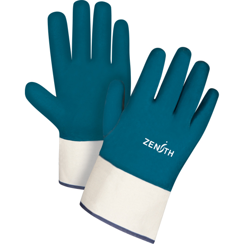 Heavyweight Safety Cuff Gloves, 11/2X-Large, Nitrile Coating, Cotton Shell Industrial Sales