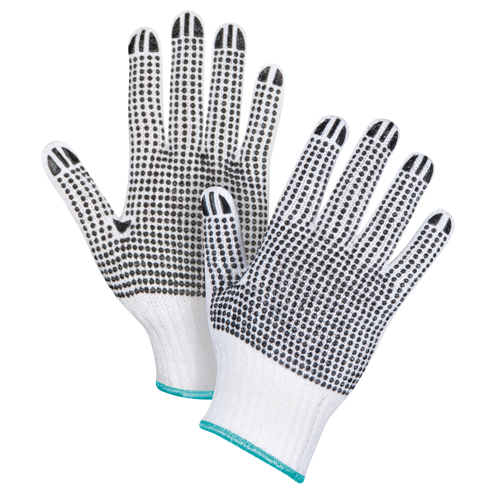 Double-Sided Dotted String Knit Gloves, Poly/Cotton, Double Sided, 7 Gauge, X-Large Industrial Sales