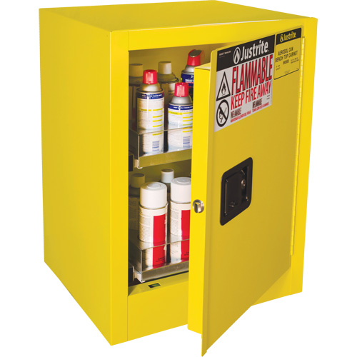 Armoire de s&eacute;curit&eacute; d'&eacute;tabli pour produits inflammables EX Sure-Grip, 24 gal., 1 Porte(s), 21" La x 27" h x 18" p Industrial Sales