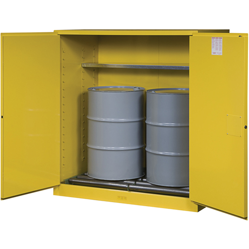 Sure-Grip&reg; EX Vertical Drum Storage Cabinets, 110 US gal. Cap., 2 Drums, Yellow Industrial Sales