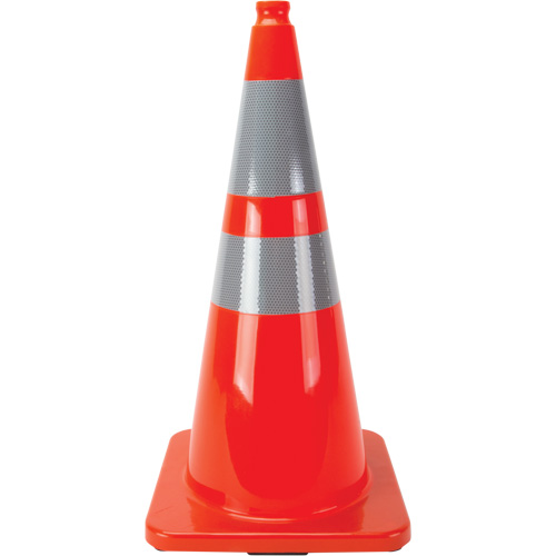 C&ocirc;nes en retrait, 28", Orange, Bande(s) r&eacute;fl&eacute;chissante(s) 4" & 6" Industrial Sales