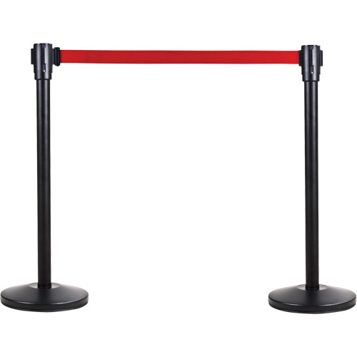 Poteau r&eacute;cepteur pour barri&egrave;res sur pieds pour le contr&ocirc;le des foules, Hauteur de 35", Noir Industrial Sales