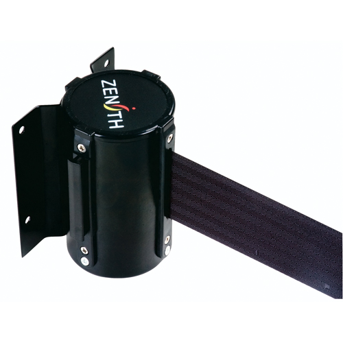 Barri&egrave;re &agrave; fixation murale, Acier, Fixation par vis, 7', Ruban Noir Industrial Sales