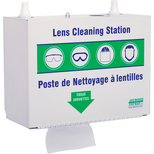 Postes en M&eacute;tal Pour Le Nettoyage De Verres - Deux Boutielle De Solution 500ml Et 1 Boîte De Serviettes, M&eacute;tal, 10,5" lo x 5,5" p x 6,3" h Industrial Sales