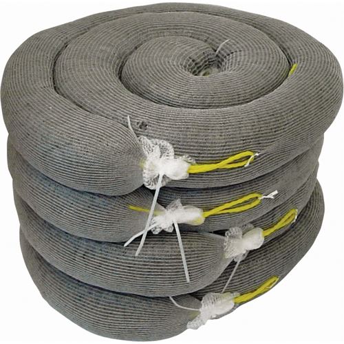 Barrage absorbant de premi&egrave;re qualit&eacute;, Universel, 10' lo x 5" la, Absorption 35 gal., 4 /pqt Industrial Sales