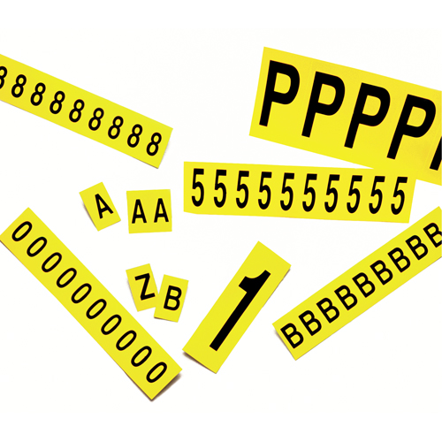 Individual Adhesive Number Markers, 6, 3-7/8" H, Black on Yellow Industrial Sales